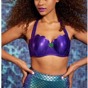 NWT Disney's Hot Topic Little Mermaid Bikini Top Large Purple Ariel + Leggings